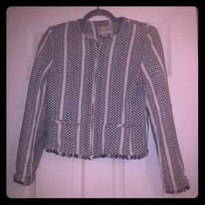 Blue and white bomber jacket